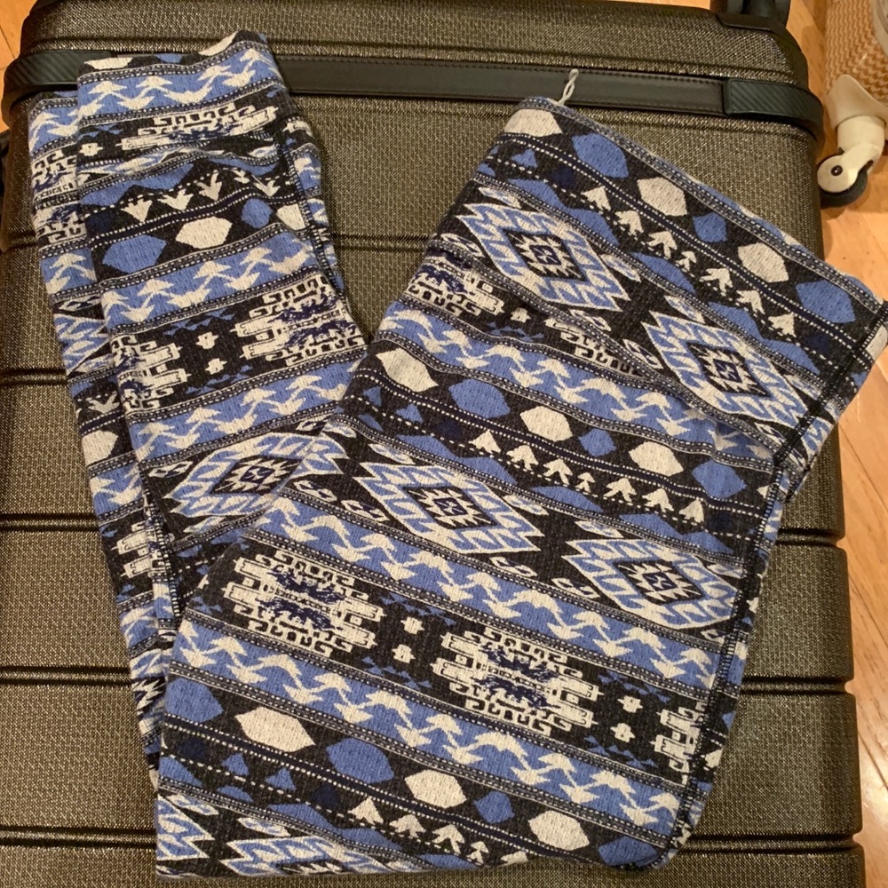 Lucky Lotus leggings, blue black cream XL